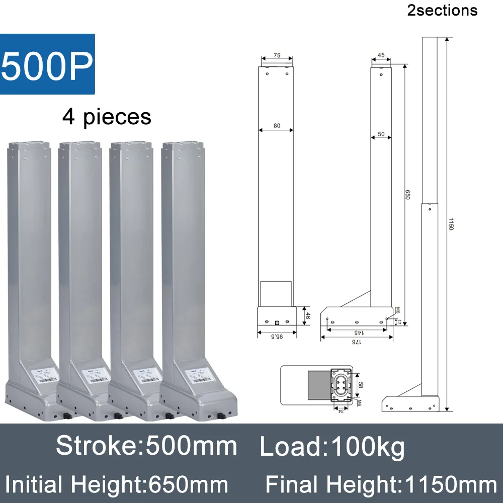 Imagem -03 - Coluna de Elevação Elétrica com Controlador Motores Síncronos Dhlc800 v4 120kg Load 650 mm Stroke 24v 25 m s Pcs