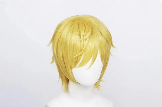 Anime Eendelig Cosplay Pruiken Korte Rechte Gouden Hittebestendig Synthetisch Haar + Pruik Cap