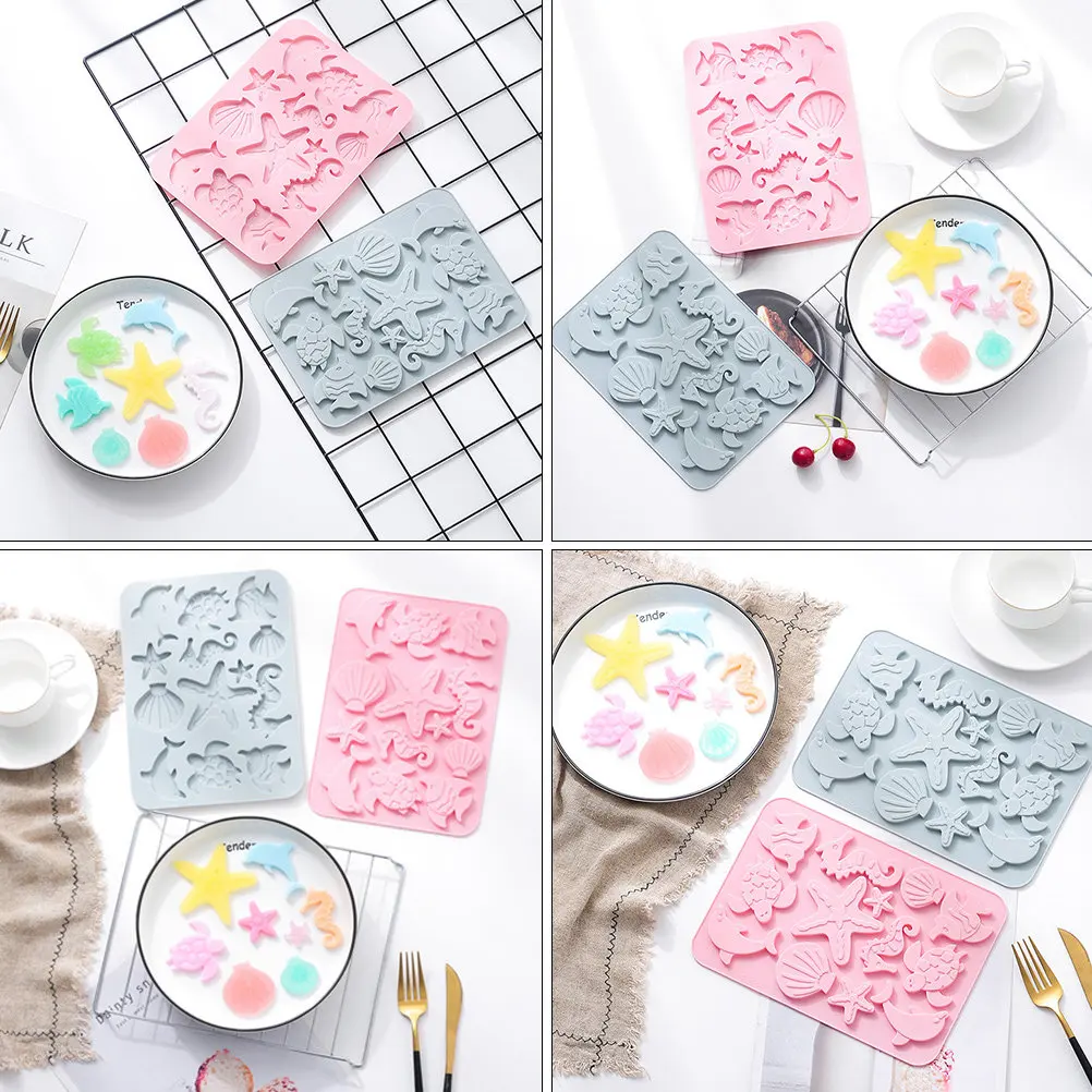 2Pcs Food Safe Silicone Marine Life Mold Creative Design Cake Making Mould Baking Gadget for Home Kitchen Professional Pastry view 3