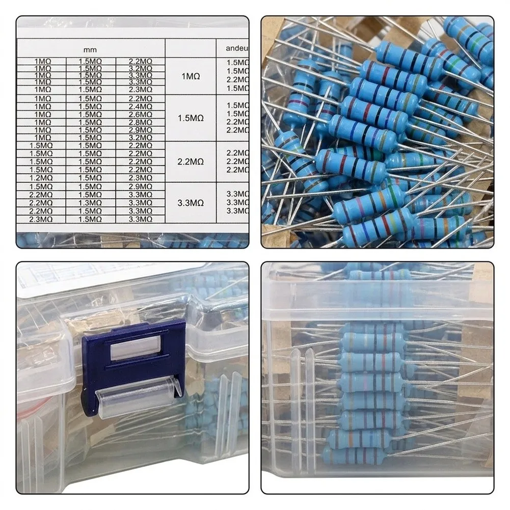 650pcs 2W Metal Film Resistor Kit 1ohm To 3mohm 130 Values 1 Percent Tolerance Assortment Set For Electronic Circuit DIY Repair