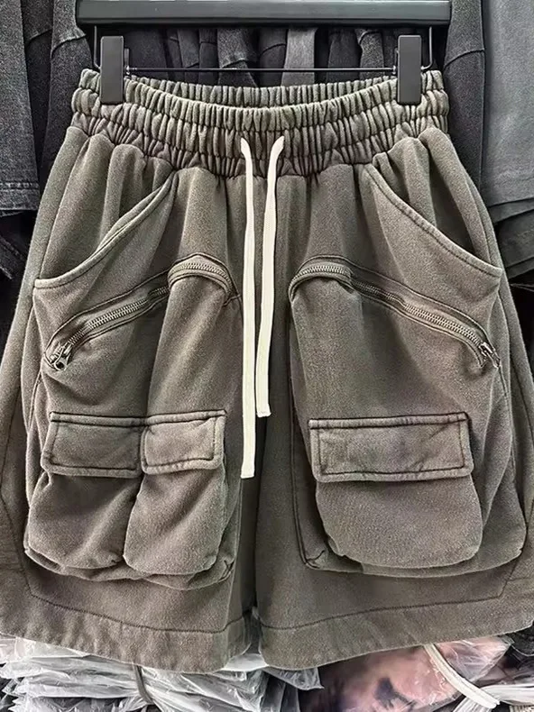 

Большие размеры, американские рабочие брюки в стиле ретро, свободный повседневный дизайн, большие орты для мужчин и женщин, летние удобные полиэстеровые брюки...