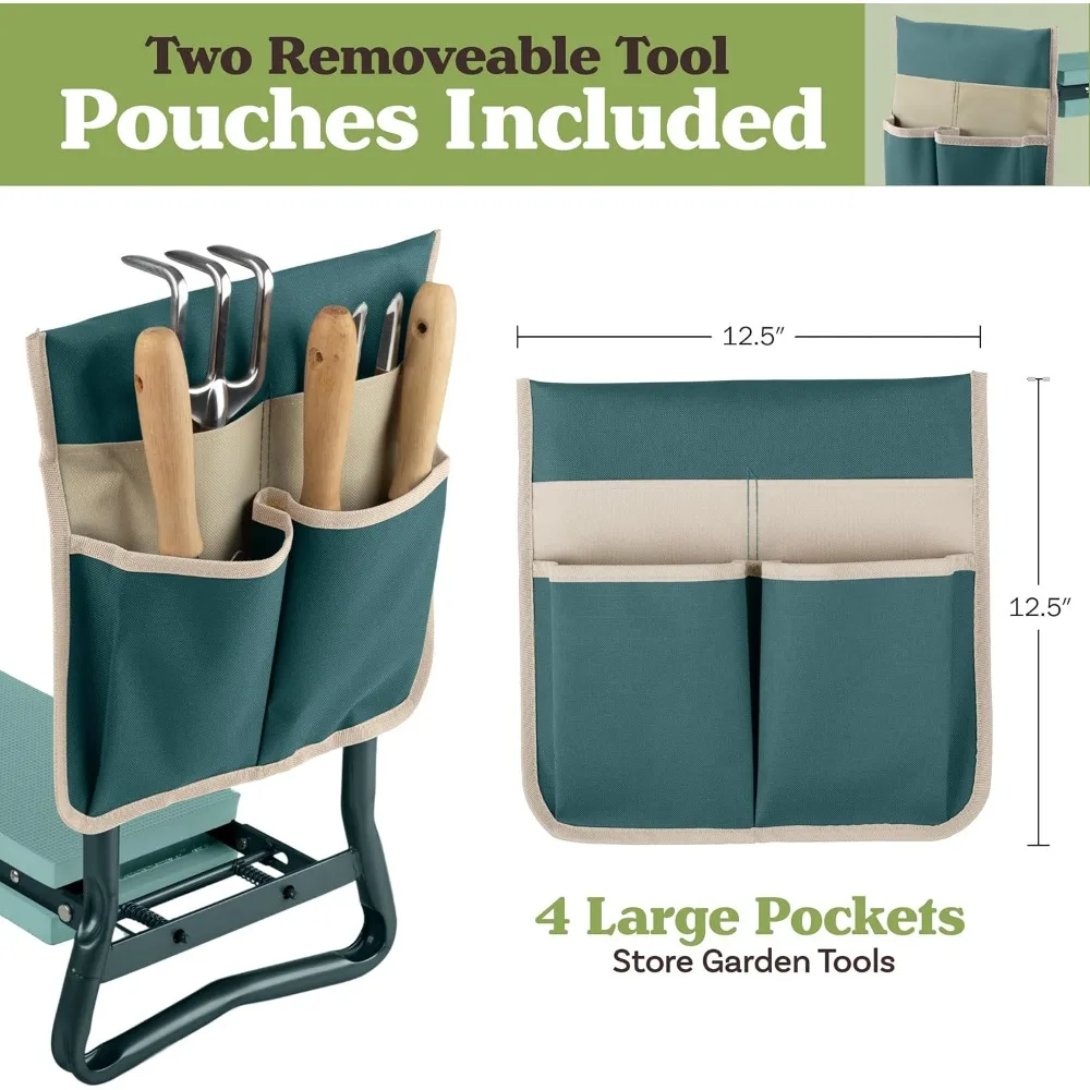 مقعد ومقعد للحديقة قابل للطي 2 في 1 مع جيوب للأدوات - مقعد مريح للبستنة للنساء وكبار السن والهدايا #3