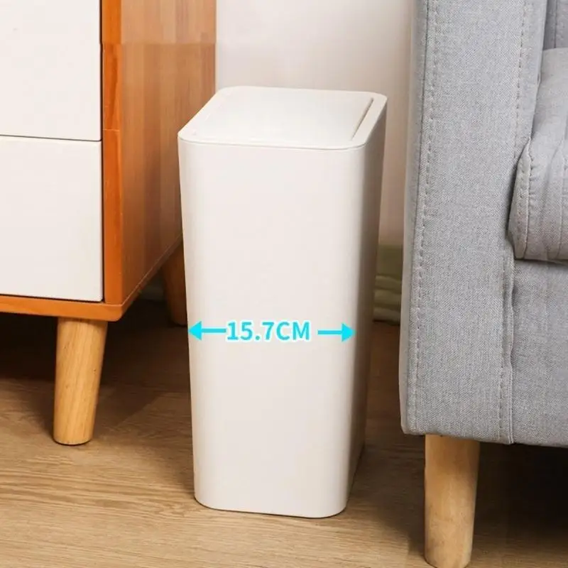 

QX2E Мусорный бак, удобный контейнер для мусора с нажимной крышкой, пластиковая корзина для мусора с герметичной крышкой для