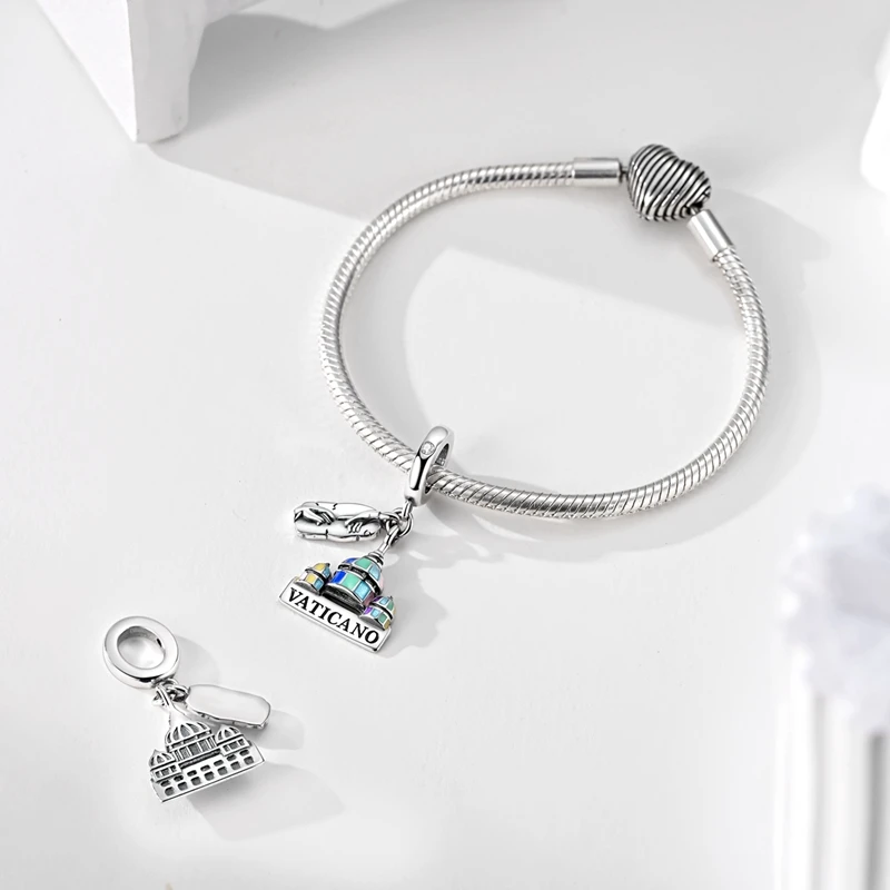New 925 Sterling Silver Vatican Architecture Charm Pendant Fit 3mm Original Bracelet DIY Women Exquisite Birthday Jewelry Gifts