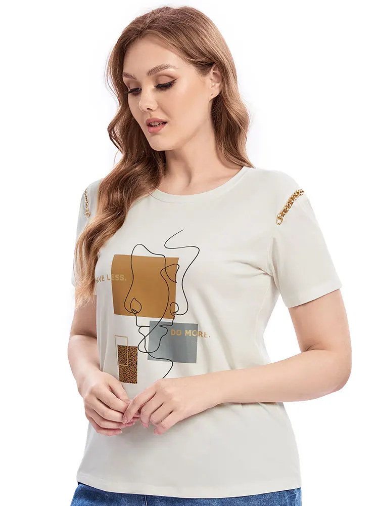 قميص نسائي منسوج برقبة دائرية مقاس كبير ينتمي إلى فئة الملابس النسائية #4