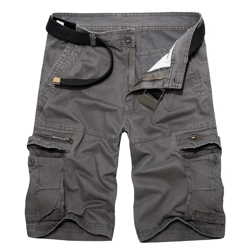 Summer Men\'s Tactical Safari Cargo Shorts Loose Casual Multi-Pocket Cotton Hiking Streetwaear Fashion Shorts Male Hot