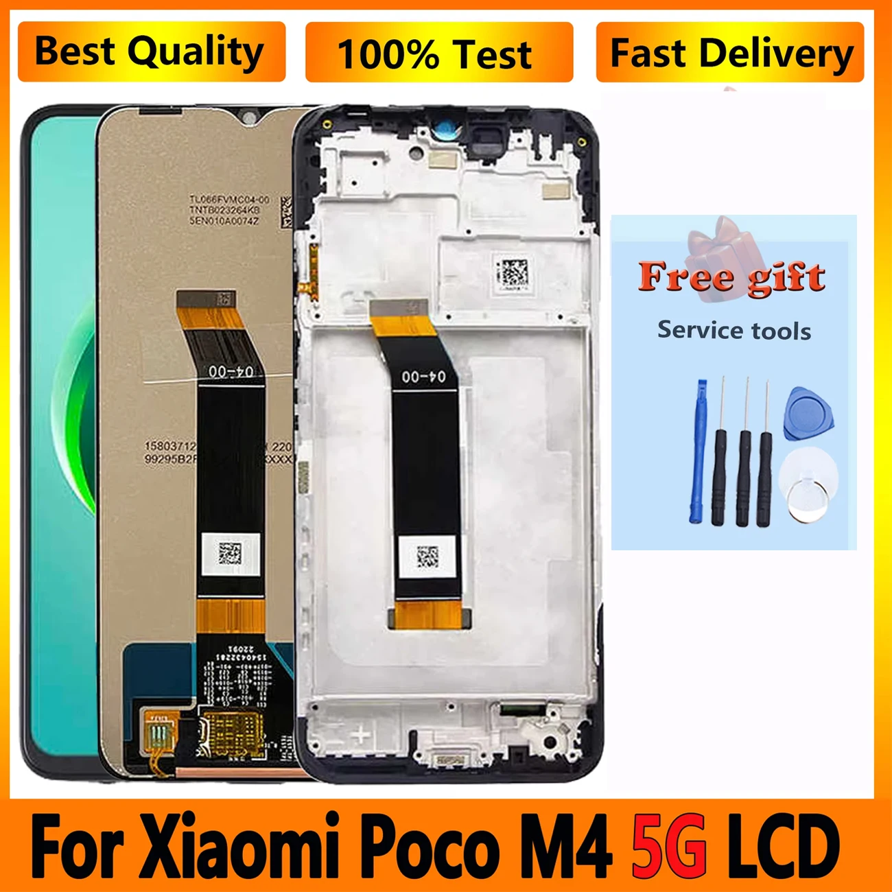 Pantalla For Xiaomi Poco M4 5G LCD Display Full With Frame 22041219PG Touch Screen Digitizer Assembly Replacement  Repair Parts