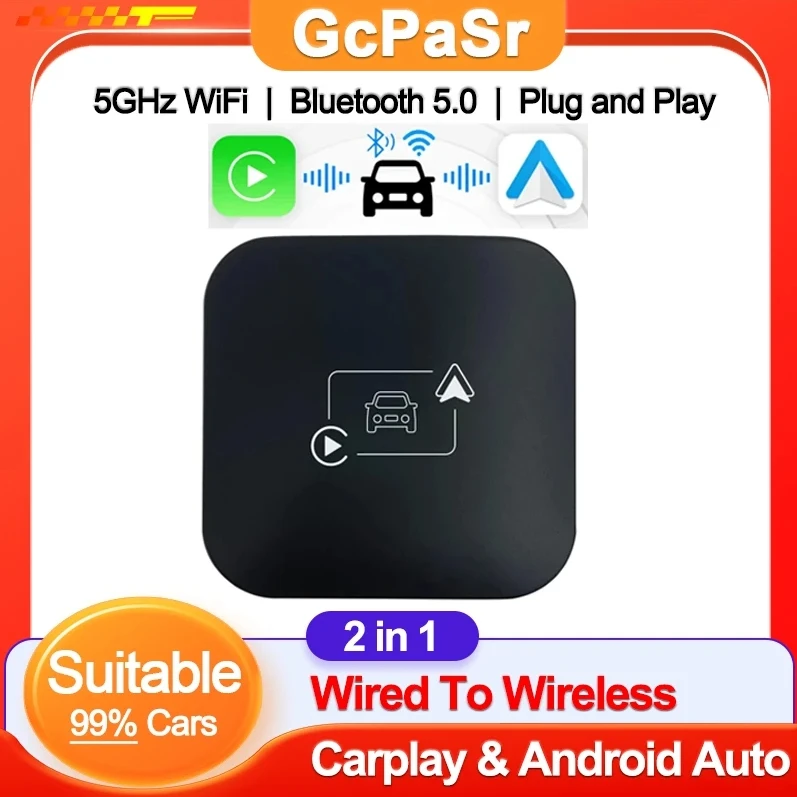 2 in 1 Mini Carplay & Android Auto Box Dongle Wired To Wireless For Benz Audi Toyota Mazda Nissan Chevrolet Suzuki Kia Ford etc.