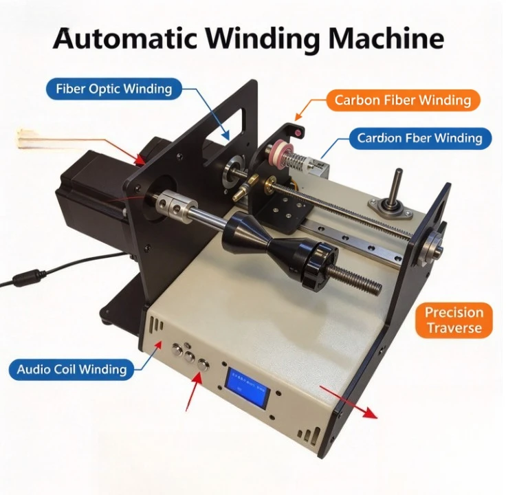 Automatic Winding Machine CNC Coil Winder Precision Spooling Fiber Optic Carbon Fiber Tube Amp Transformer Tension Control 220V