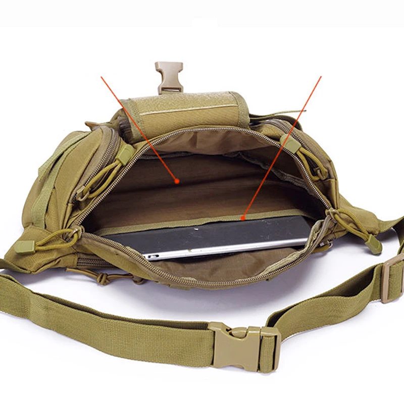 Men Waist Fanny Pack Belt Bag Military Tactical Travel Outdoor Sports Climb Multi-Pocket Nylon Male Sling Chest Hip Bum Bag