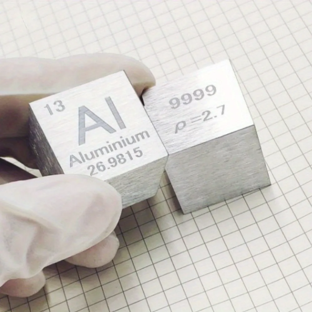 1 Inch High Purity 99.9% Pure Aluminium AI Carved Element Periodic Table 25.4mm Cube Collection and Gift Display