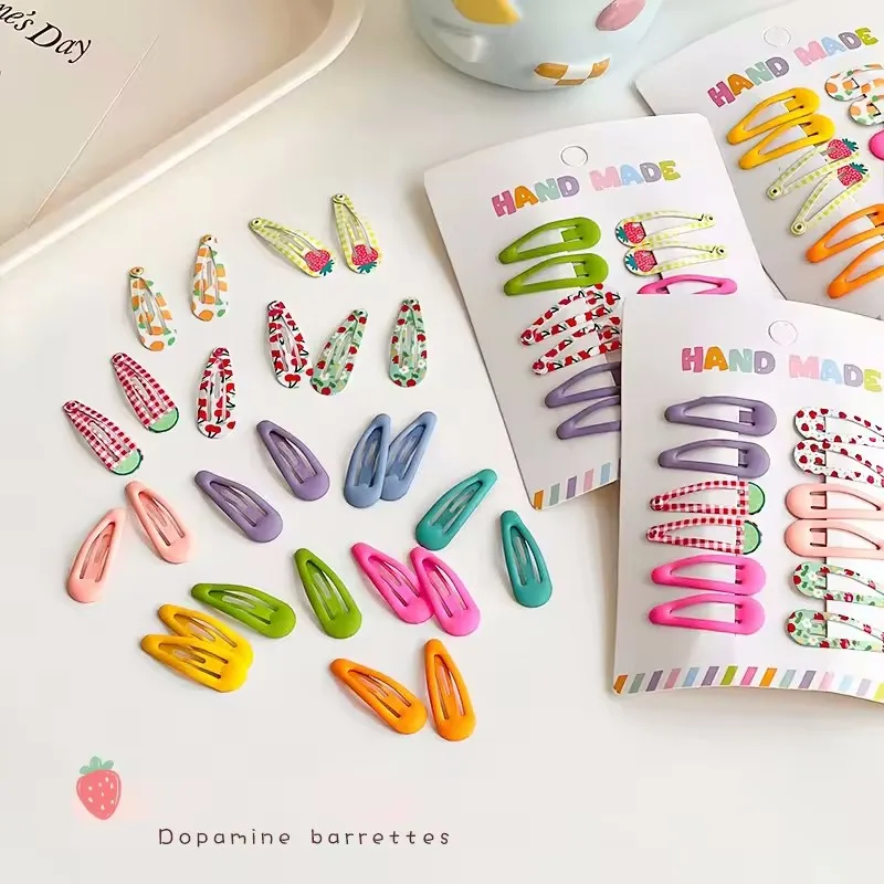 Lot de 12 pinces à cheveux goutte d'eau colorées pour enfants, barrettes en alliage mignonnes pour bébés filles, accessoires capillaires pour enfants