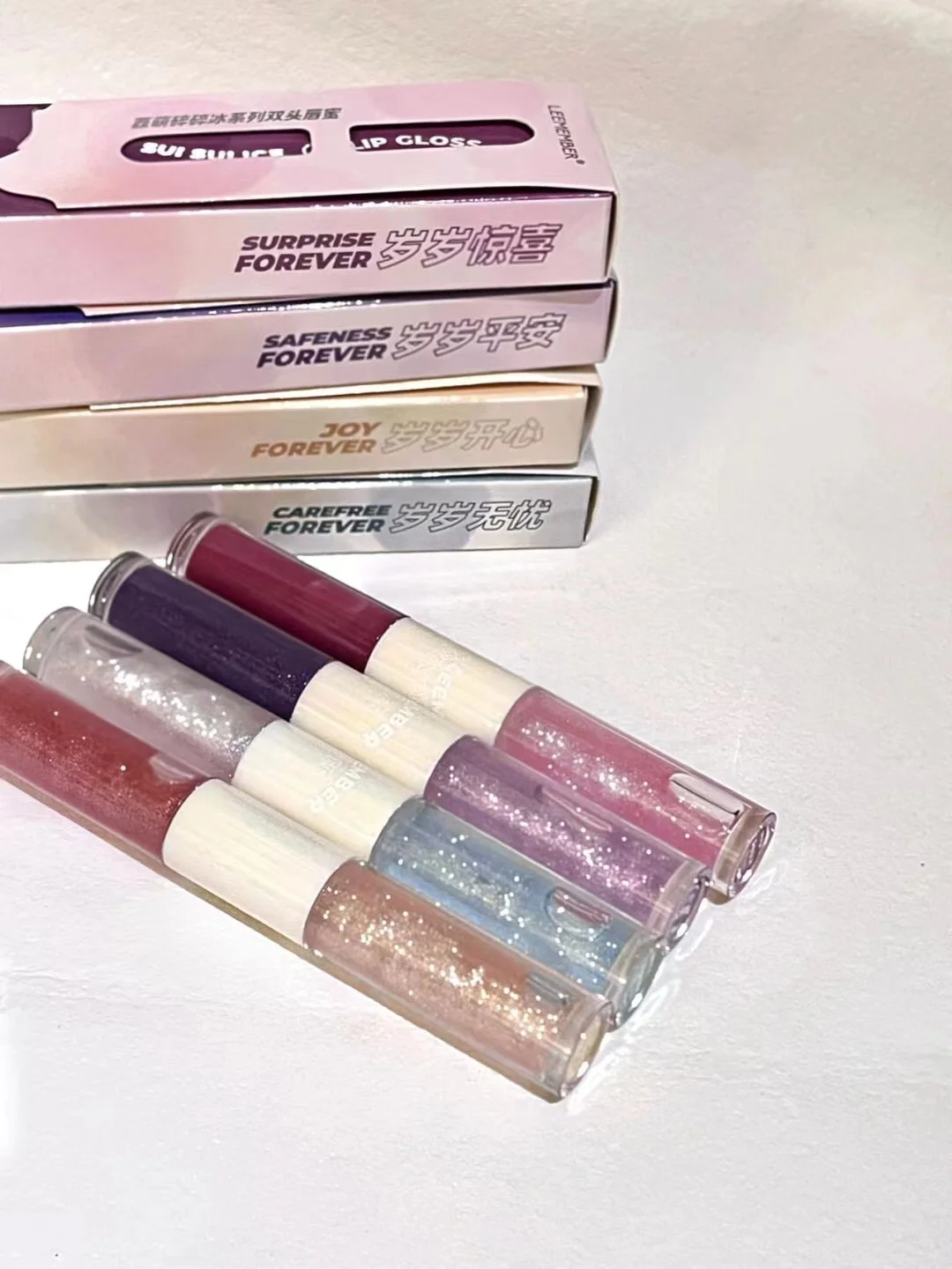 LEEMEMBER-tinte labial de dos efectos, doble cabezal, superficie de espejo de agua brillante, maquillaje líquido hidratante