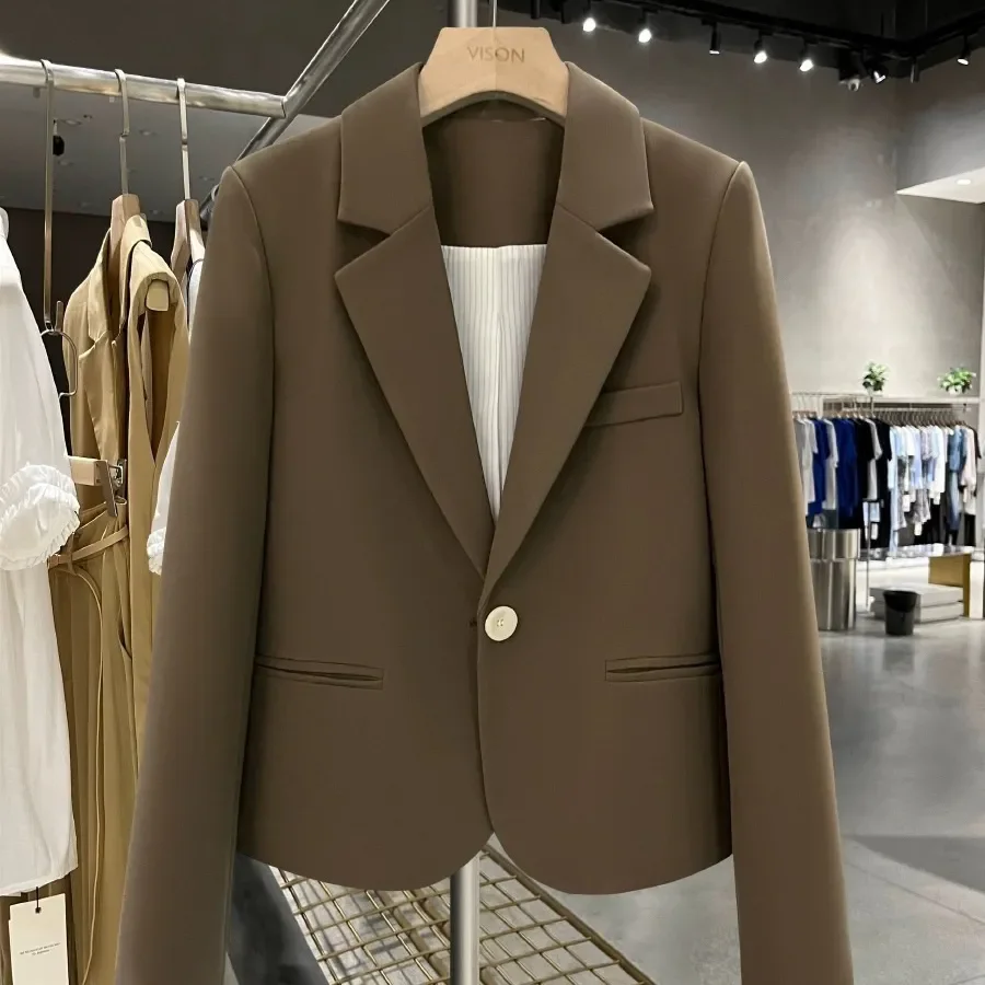 Blazer décontracté pour femmes, veste courte trempée, vêtements d'extérieur pour étudiants, mode printemps automne, saison adt, rue frite, nouveau, 2024