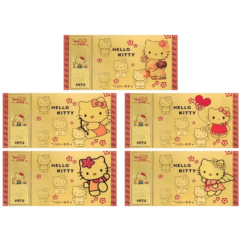 

Sanrio Hello Kitty Gold Foil Coins Cartoon Anime Figures Q Figurals Merchandise Decoration Commemorative Coin Toy Birthday Gifts