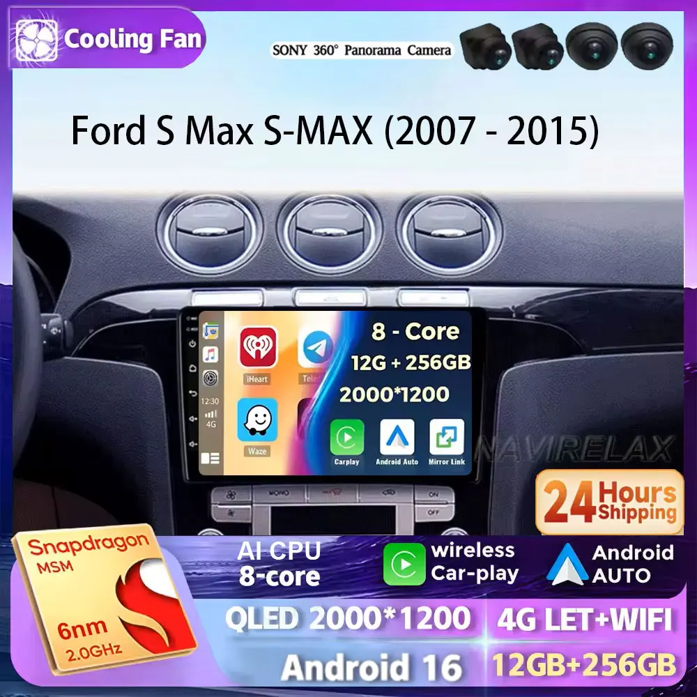 9 Inch For Ford S Max S-MAX 2007 - 2015 Car Radio Multimedia Video Player Navigation GPS Stereo Auto Android 16 HU No 2 Din DVD