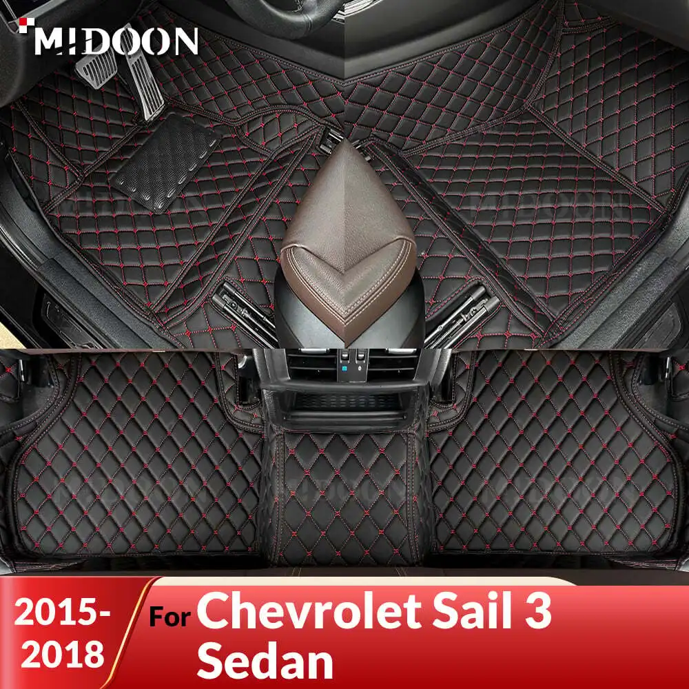 

MIDOON Car Floor Mats For Chevrolet Sail 3 Sedan 2015 2016 2017 2018 Custom Auto Foot Pads Carpet Cover Interior Accessories