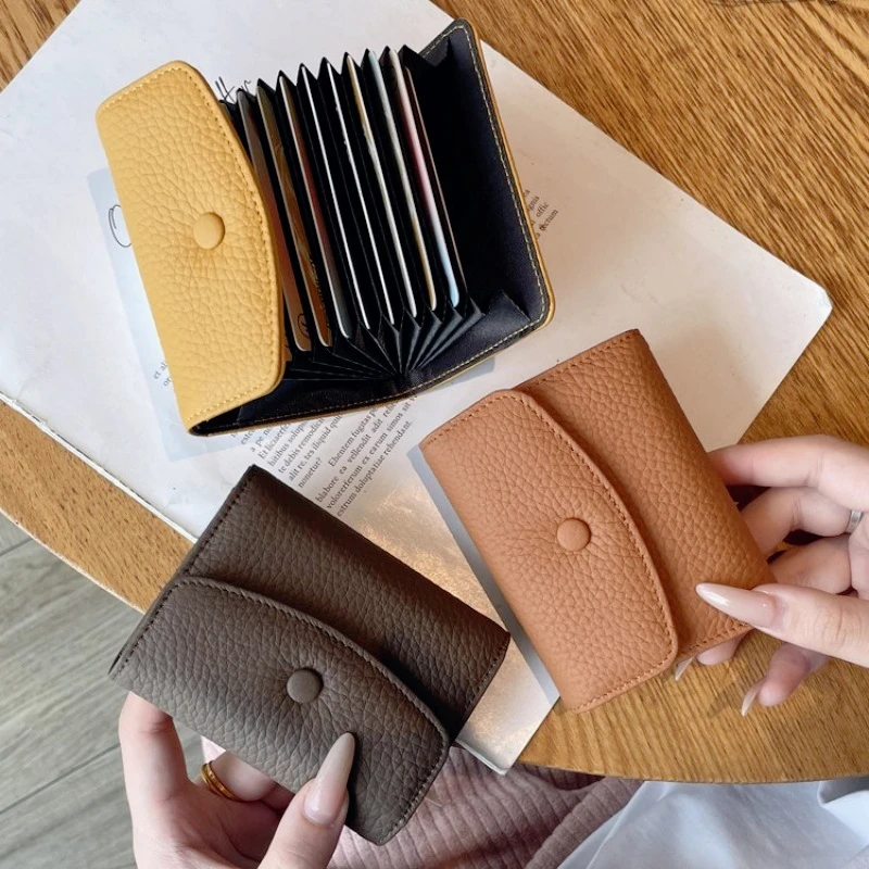 Genuine Leather Wallet for Women Personalized ID Card Holder Coin PurseTop Grain Leather Mini Handbag Large Capacity Slim Wallet
