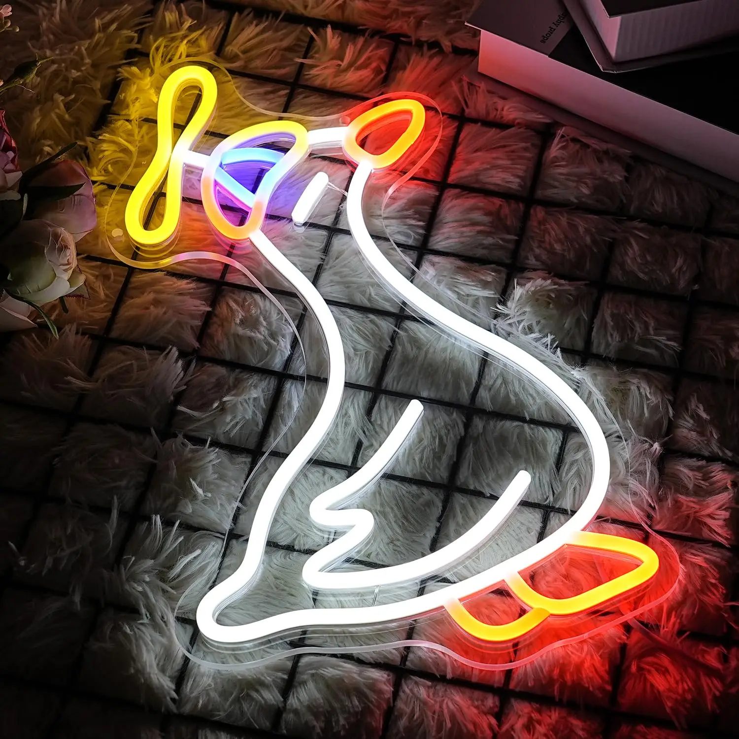 Goose Neon Sign Cowboy Goose Neon Sign for Wall Decor Neon Light Sign for Kids Bedroom Birthday Gift Party Decoration Teen Room