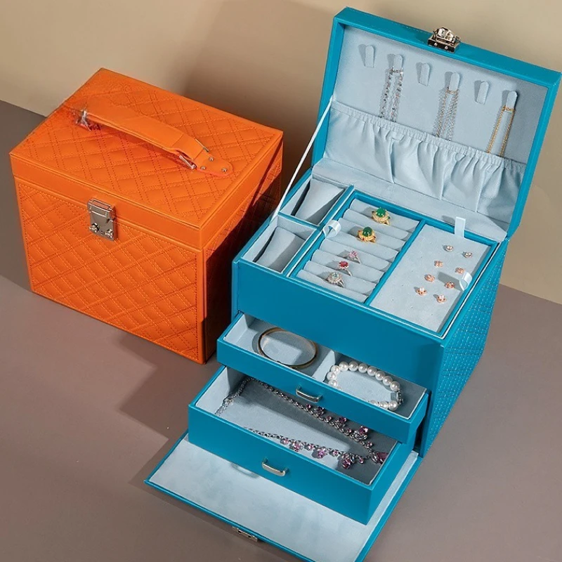 

PU Leather Jewelry Box Luxury Ring Earing Case Portable Jewellery Boxes Woman Creative Necklaces Pendant Bracelet Storage Cases