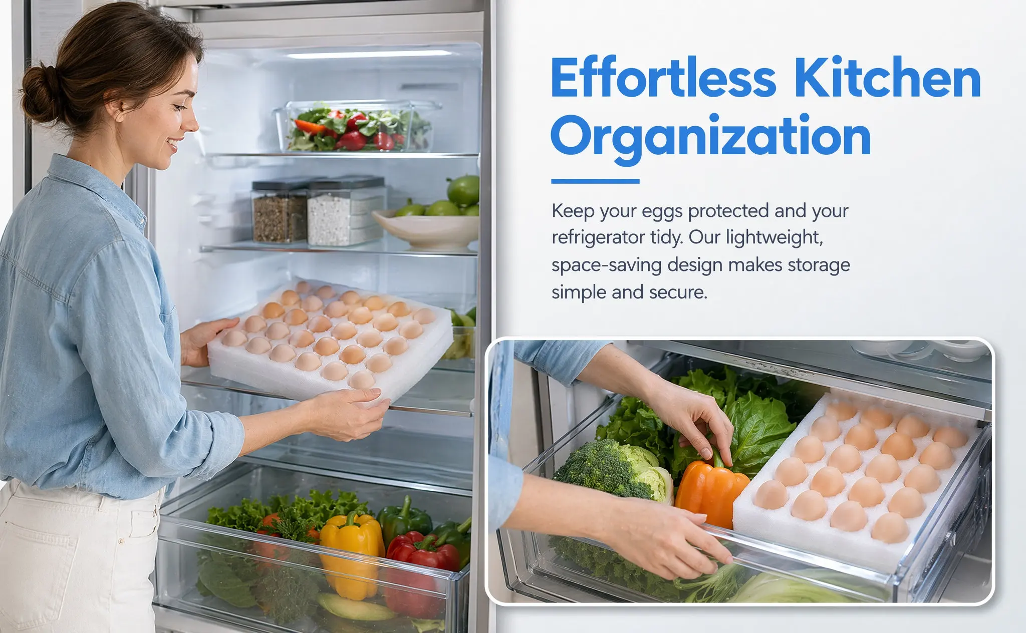 30-Cell Egg Storage Holder Epe Shockproof Egg Tray Bulk Carton Pad Packaging Crate Organizer for Safe Transport