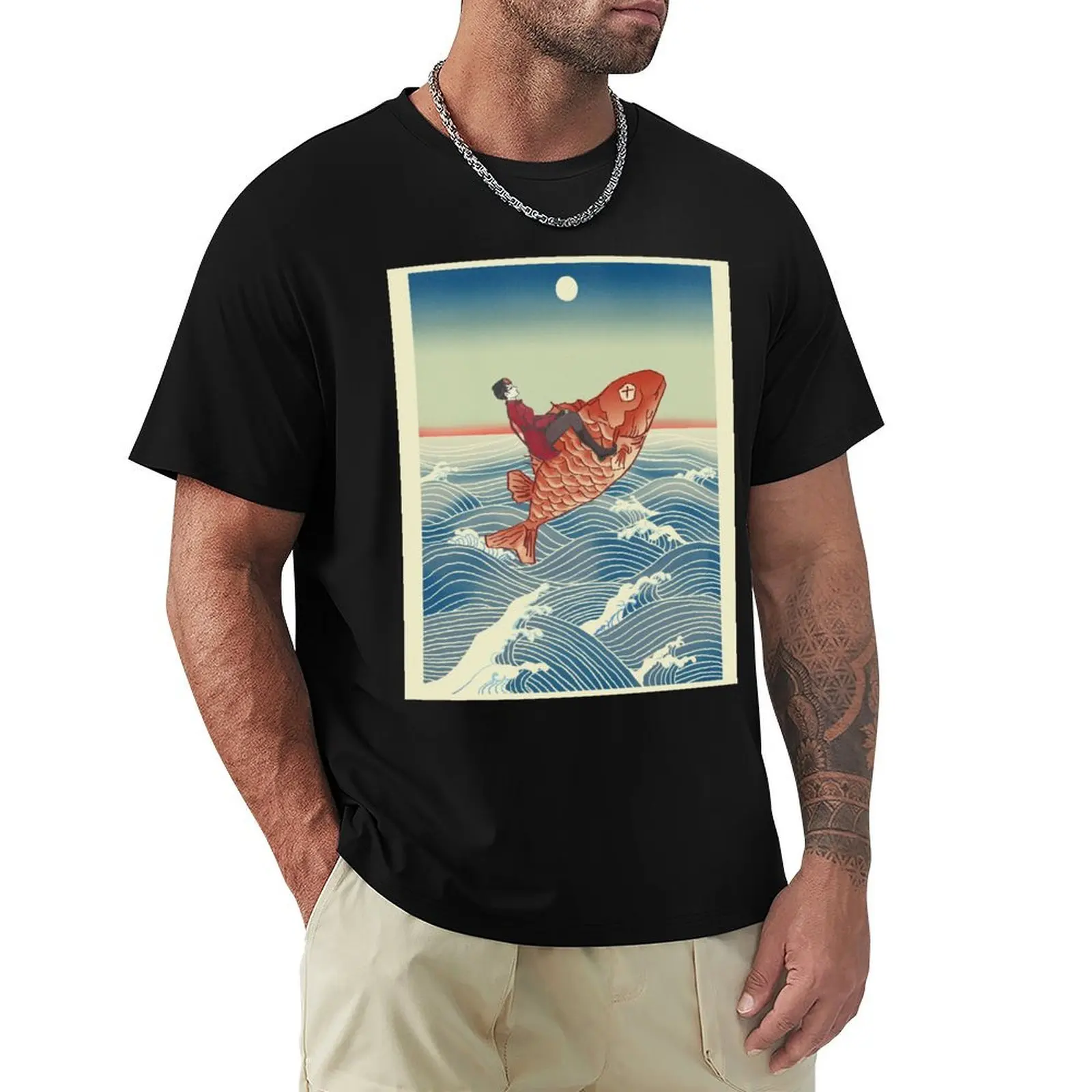 Tannis Rides the Fish T-Shirt oversized t shirt oversizeds men graphic tees