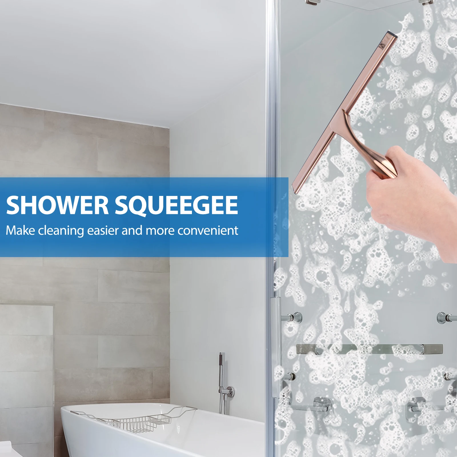 

Glass Scraper Stainless Steel Squeegee for Shower Door Bathroom Car Mirror Window Tile Walls Practical Cleaners