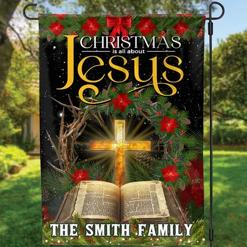 Christmas It’s All About Jesus Garden Flag Custom Christ Bible Cross House Flag IIX WZZ yyi