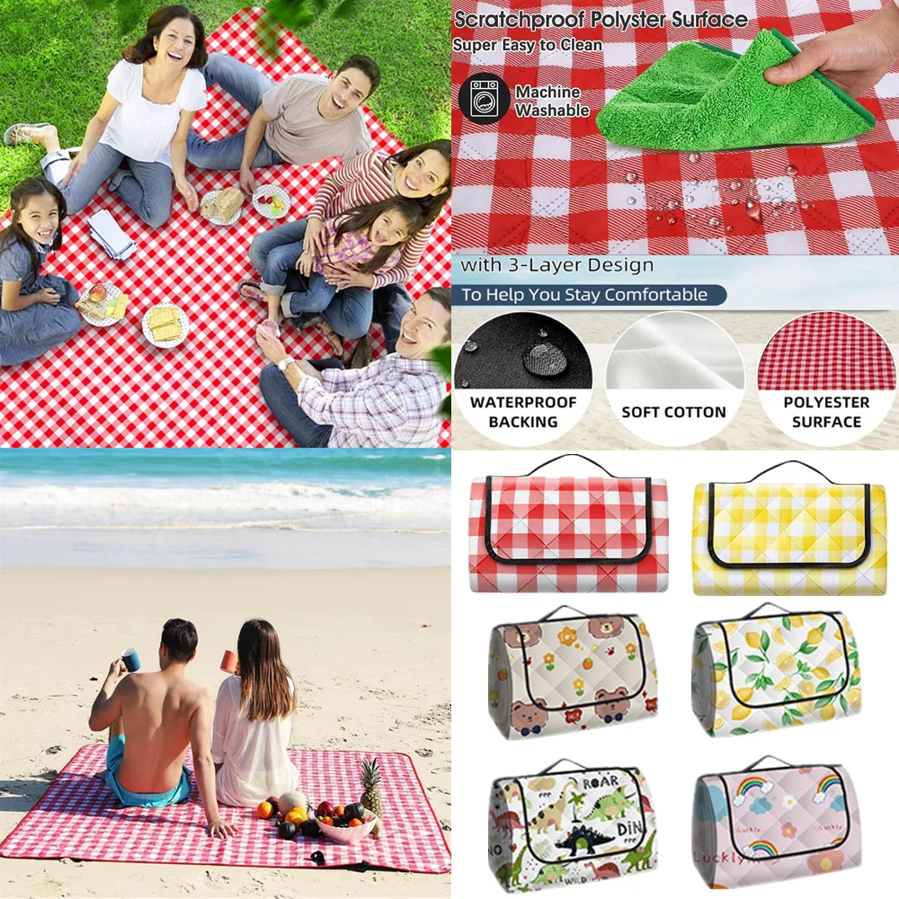Outdoor Picnic Blanket Waterproof Activity Baby Play Mat Portable Beach Mat Foldable Camping Hiking Mats Baby Floor Pad Playmat