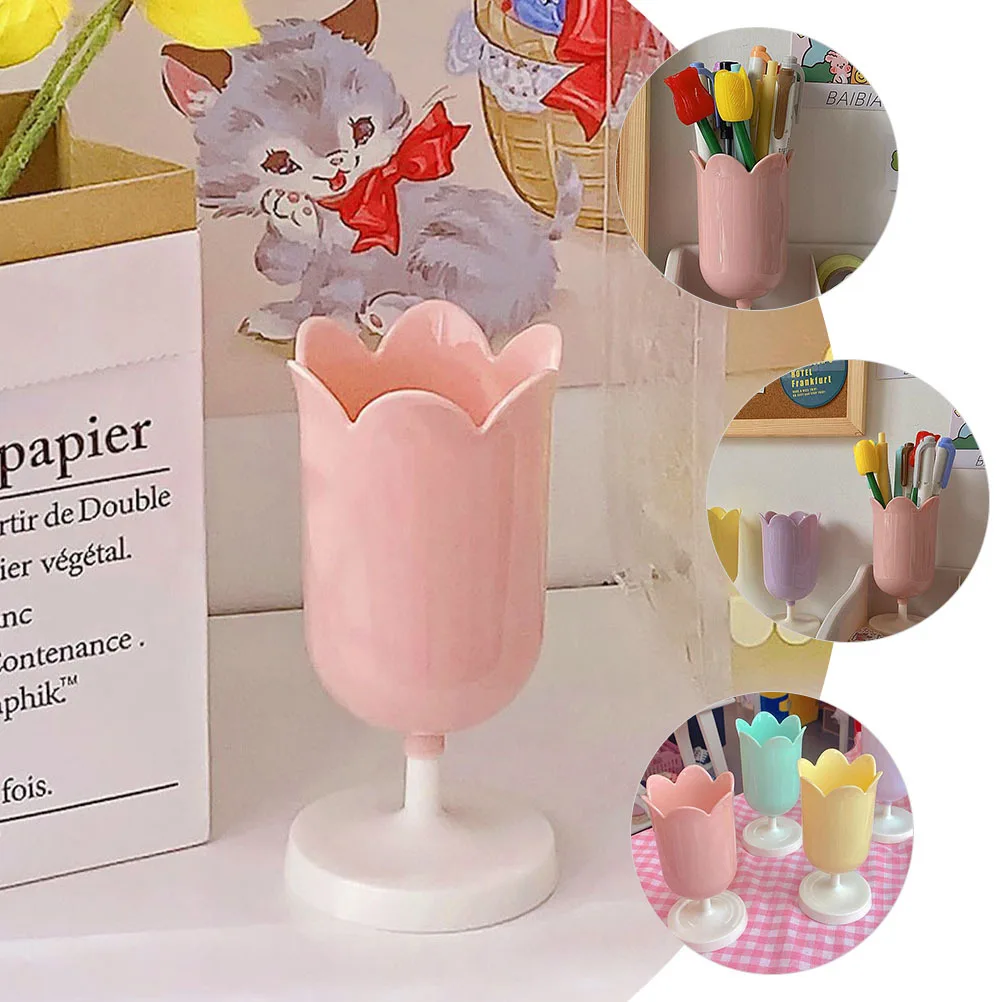 

Plastic Flower Pen Holder Cute Desktop Decoration for Pens Makeup Brushes and Sundries Great Gift Idea for Friends