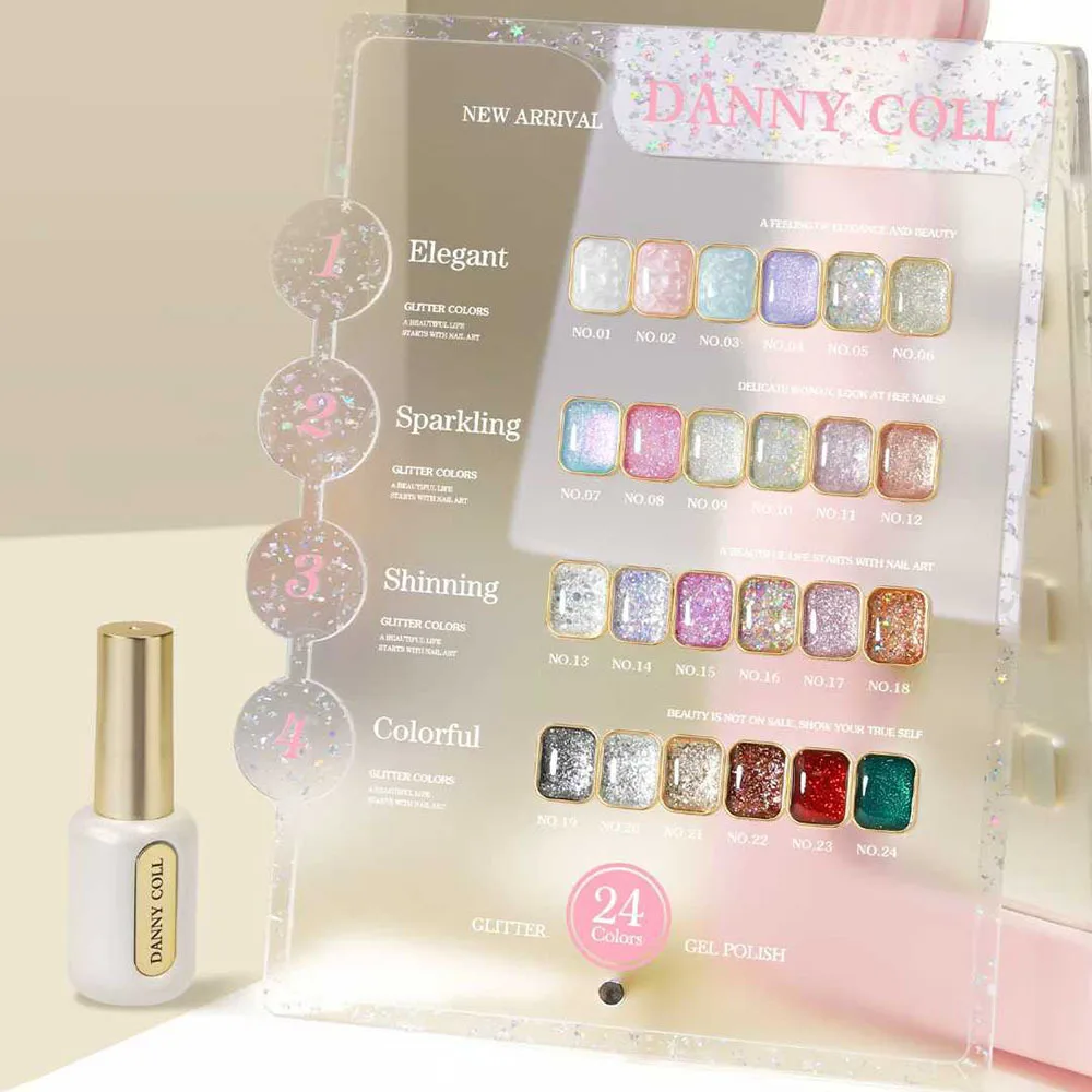 Shining Glitter Gel Nail Polish Set With Sample Nail UV Gel Varnish Soak Off Gelpolish LED Gel Varnish Nail Art Lacque Prime