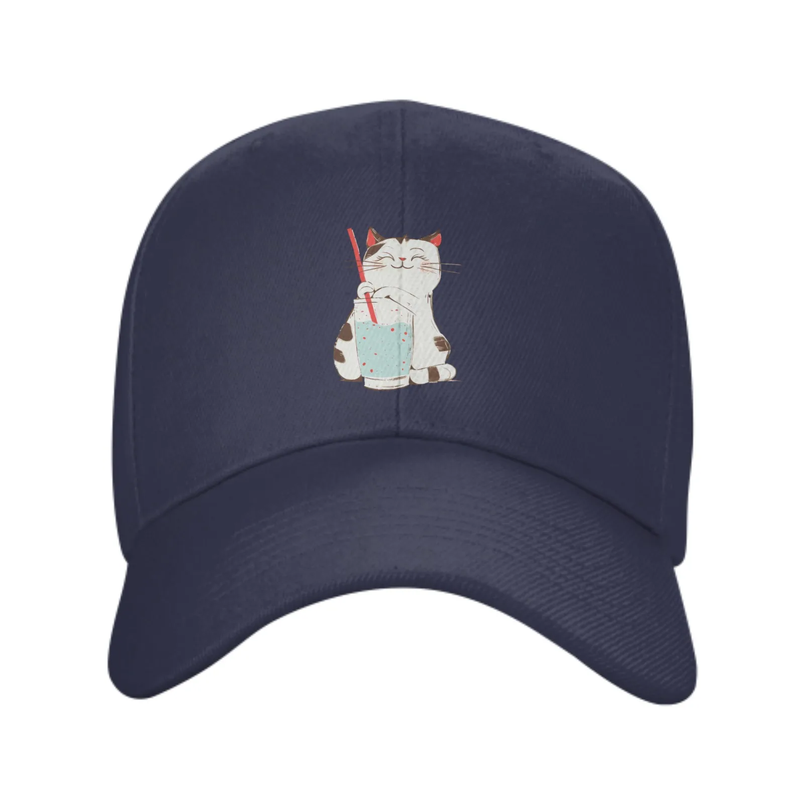 A Cat Drinking Water Summer Fashion Adult Baseball Caps Outdoor Sports Women's Duck Tongue Hat Sunscreen Leisure Caps For Men