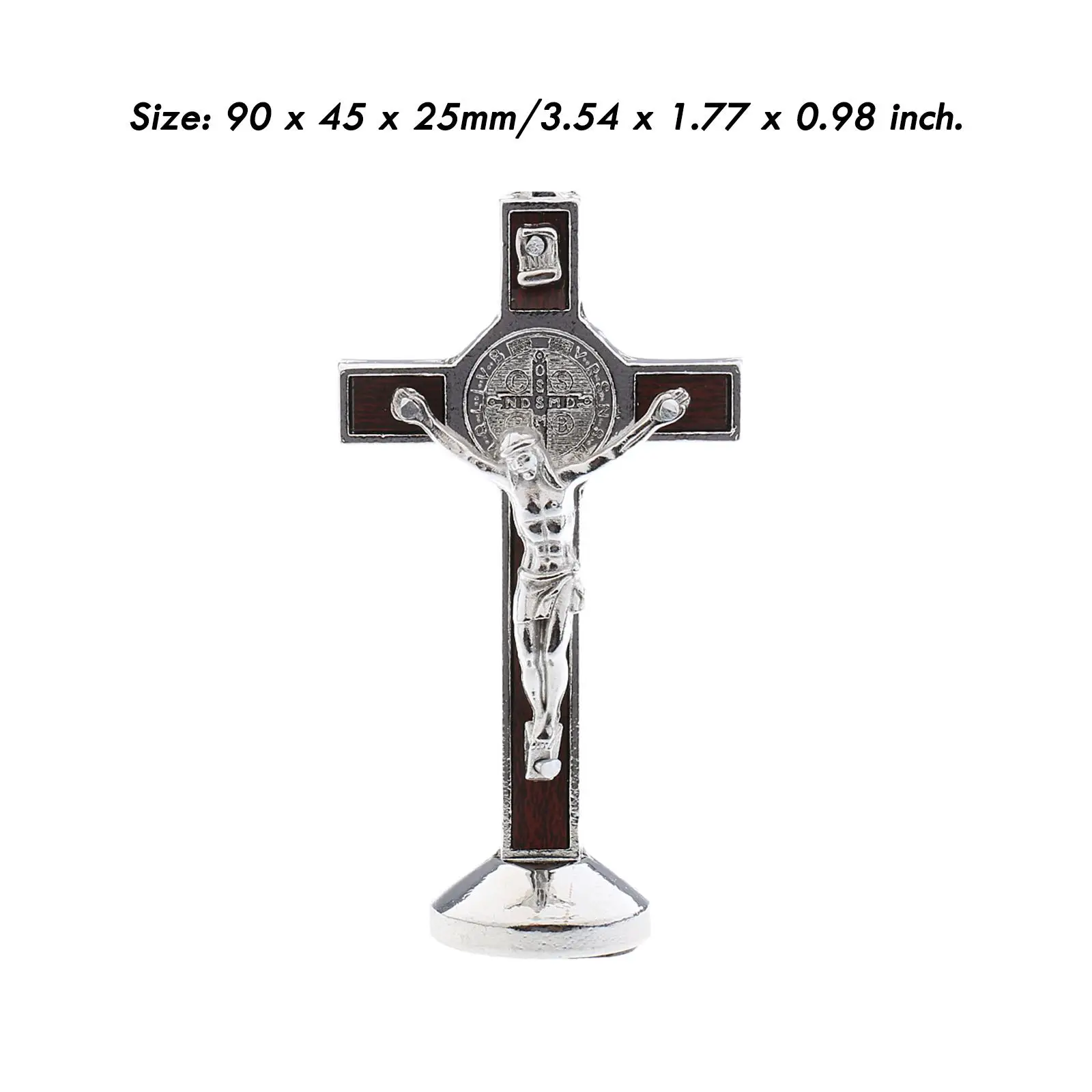 Christian Crucifix Cross Figure Metal Alloy Religious Statue Ornament Durable Decor for House Chapel or Car Dashboard