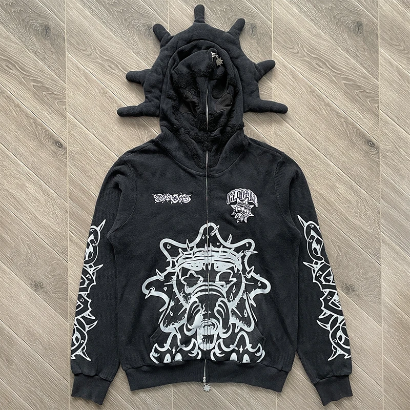 

Мужское худи Glo Gang в американском уличном стиле с мультяшным принтом, с эффектом потертости, пуловер, новая коллекция осень-зима 2026