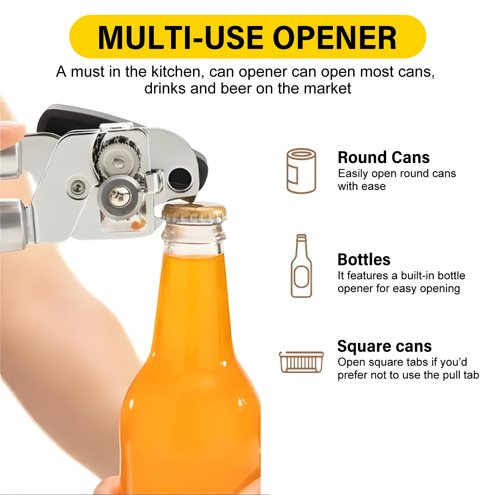 Stainless Steel Can Opener Multifunctional Professional Can Manual Cans Opener Beer Grip Bottle Openers Home Kitchen Gadgets