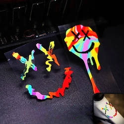 1PC Colorful Funny Face Fluids Motorcycle Stickers Waterproof Fairing Fuel Tank Helmet Bike Frame Top Tube Durable Vinyl Decals