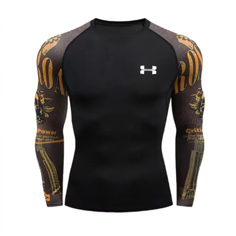 Sun Protection Second Skin Breathable Compression Shirt Men Rashguard Jiu Jitsu Fitness Gym Running Outdoors Sports T-Shirts Men