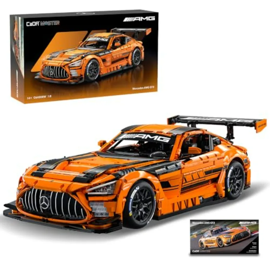 

Конструктор Mercedes-AMG GT3 в масштабе 1:8, 5466 деталей, официально лицензированная модель суперкара с черно-серебристым гоночным дизайном для взрослых