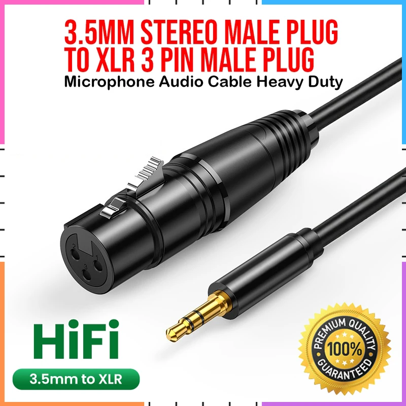 XLR To 3.5mm Microphone Audio HiFi Cable 3.5mm to XLR Female To Mini Jack Aux Mic Cord for Camcorders DSLR Cameras