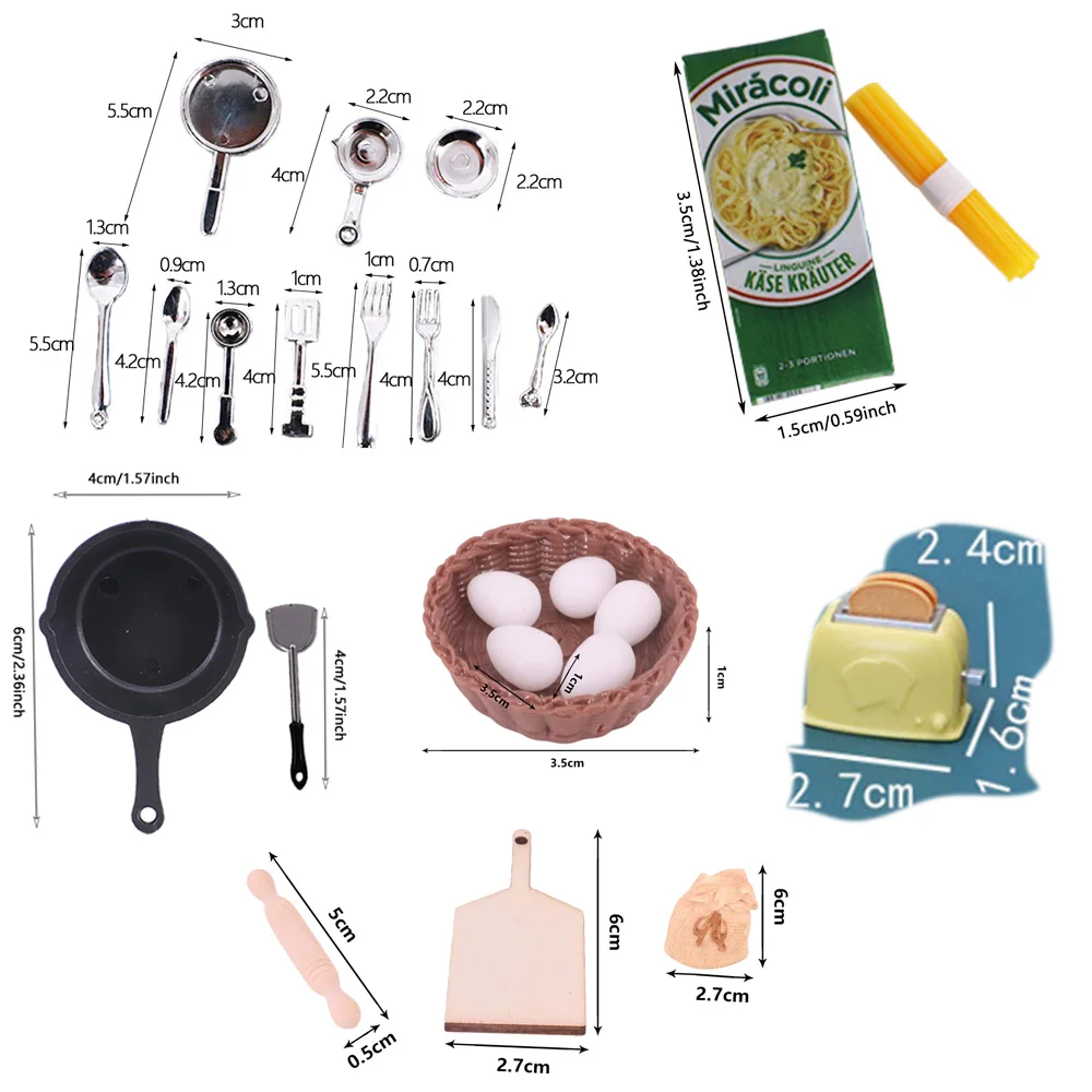 ชุดเครื่องครัวของเล่น หมวกเชฟ ผ้ากันเปื้อน อาหารจิ๋ว ของเล่นทำขนม อุปกรณ์ประกอบฉากสำหรับบ้านตุ๊กตา สำหรับตุ๊กตาขนาด 30 ซม. ตุ๊กตาสปิรท์ และตุ๊กตาบาบี้