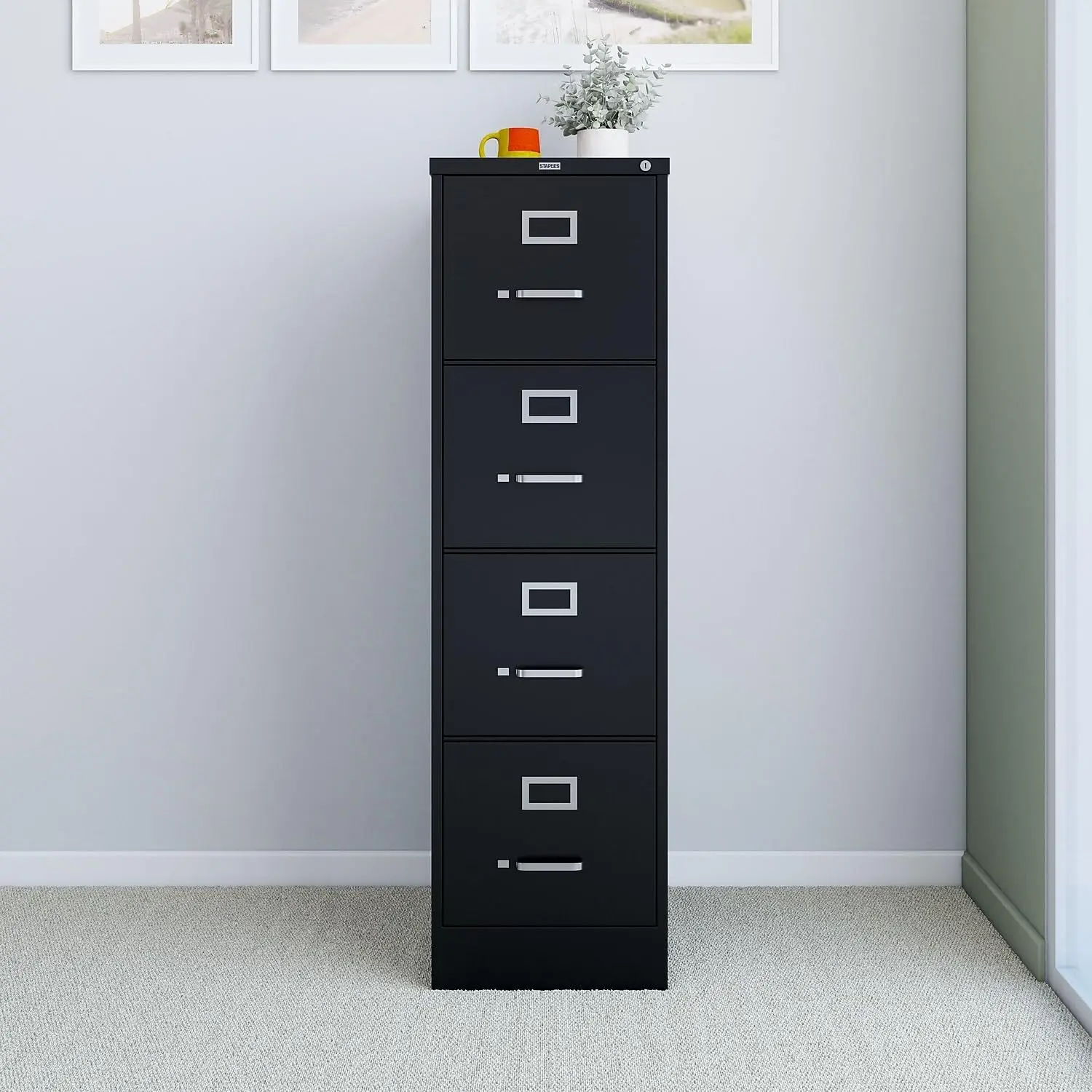 خزانة ملفات مكتبية معدنية قابلة للقفل مع درجين للمستندات ذات الحجم القانوني/الحروف، بيضاء، جاهزة للاستخدام باستثناء العجلات، التخزين لذلك