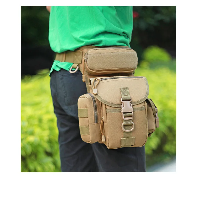 Portable waist bag for outdoor fishing training, outdoor camouflage wear-resistant Oxford multi-functional tactical leg bag