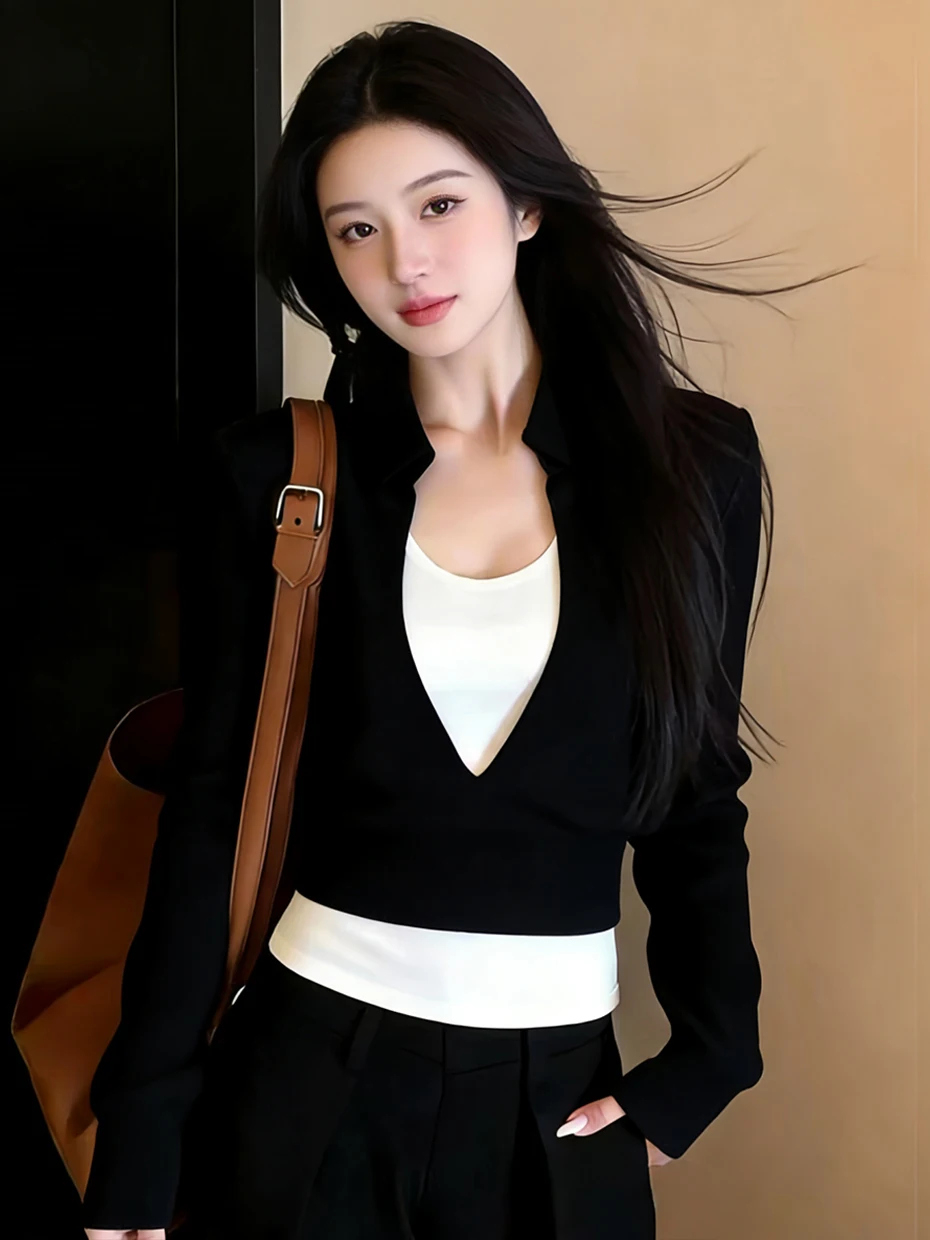 

Черная футболка в американском стиле, облегающая, женская, модная, весенняя новинка, дышащая, удобная, для повседневной носки, с низкой талией