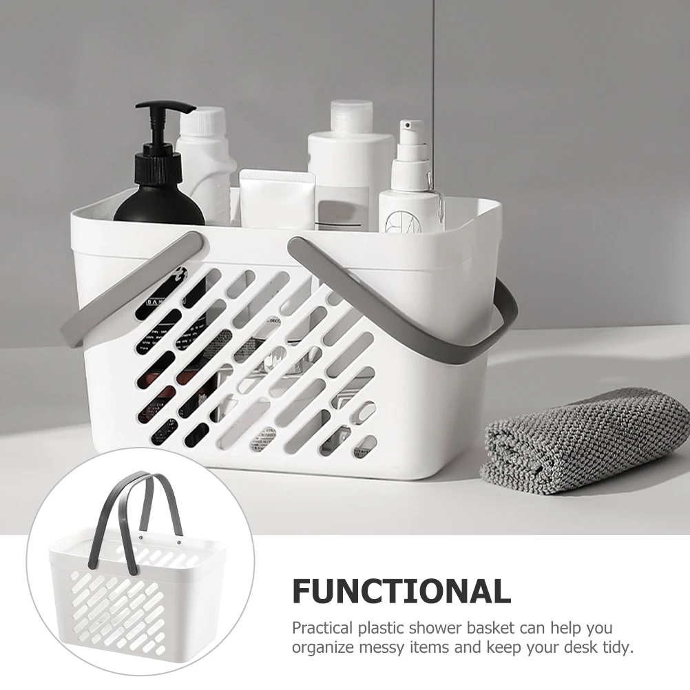 

Sturdy Portable Hollow Bath With Handle For Bathroom Home Travel Plastic Small Storage Basket Sundries