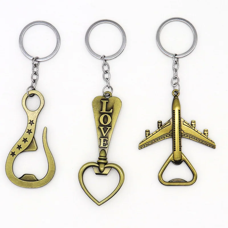 100pcs Outdoor Multifunction Keychains Keys Ring Bottle Opener Corkscrew Openers