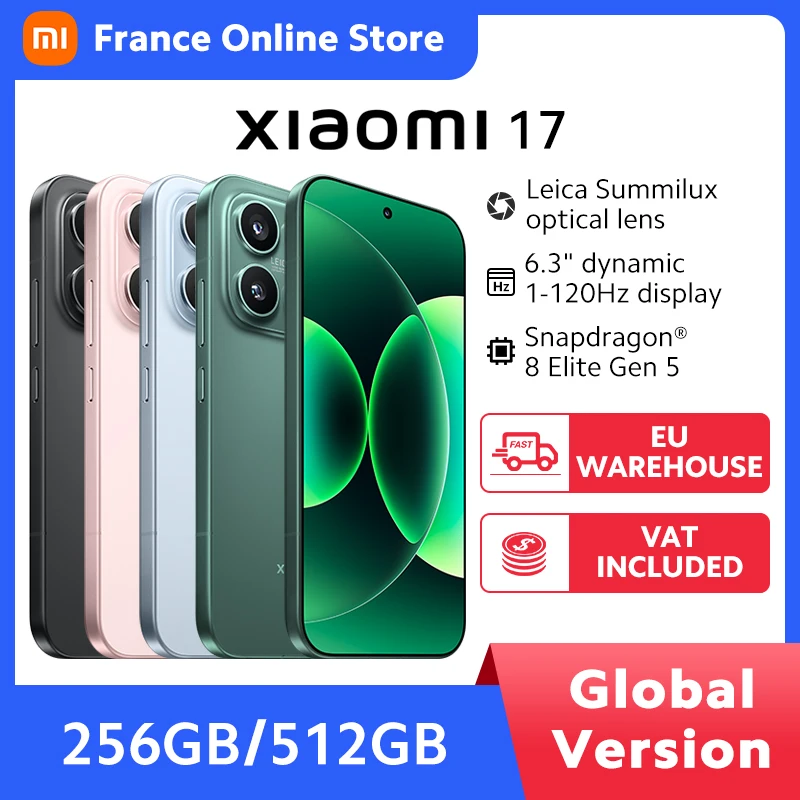 Version Globale Xiaomi 17 Smartphone 12GB RAM 256G / 512G ROM Appareil Photo Leica 50MP NFC Batterie 6330mAh 100W HyperCharge Écran OLED 6.3"