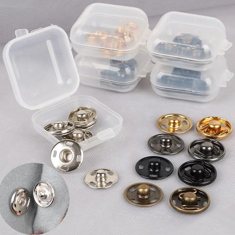 10/20pcs 15mm DIY Sewing Snap Buttons Invisible Metal Sew on Fasteners Press Button Embedded Buckles for Clothing Cuff Bags Kit