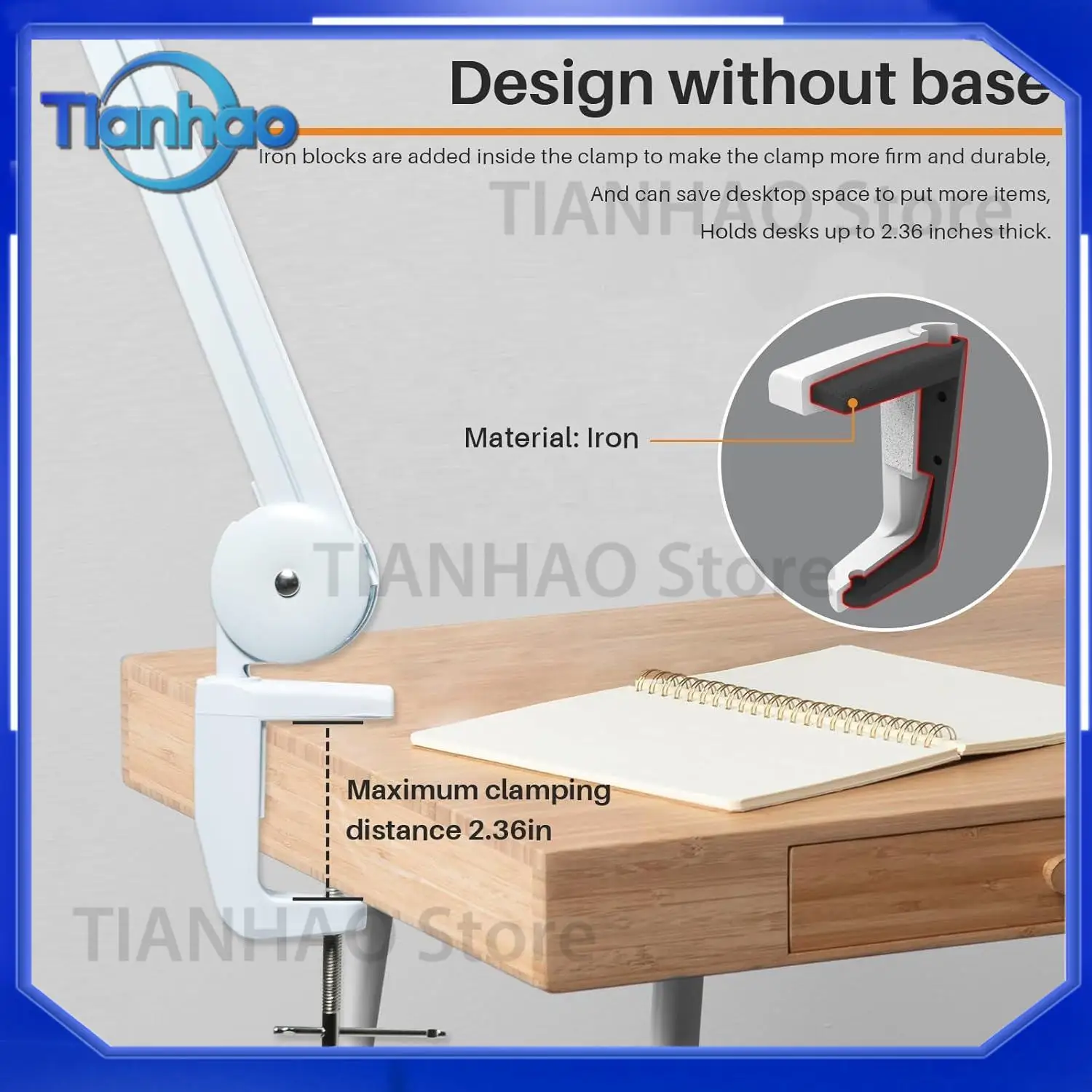 LED Desk Lamp for MAXTOP 2200 Lumen Adjustable Arm Light for Reading Office Workbench Architect Sewing Research Home Craft