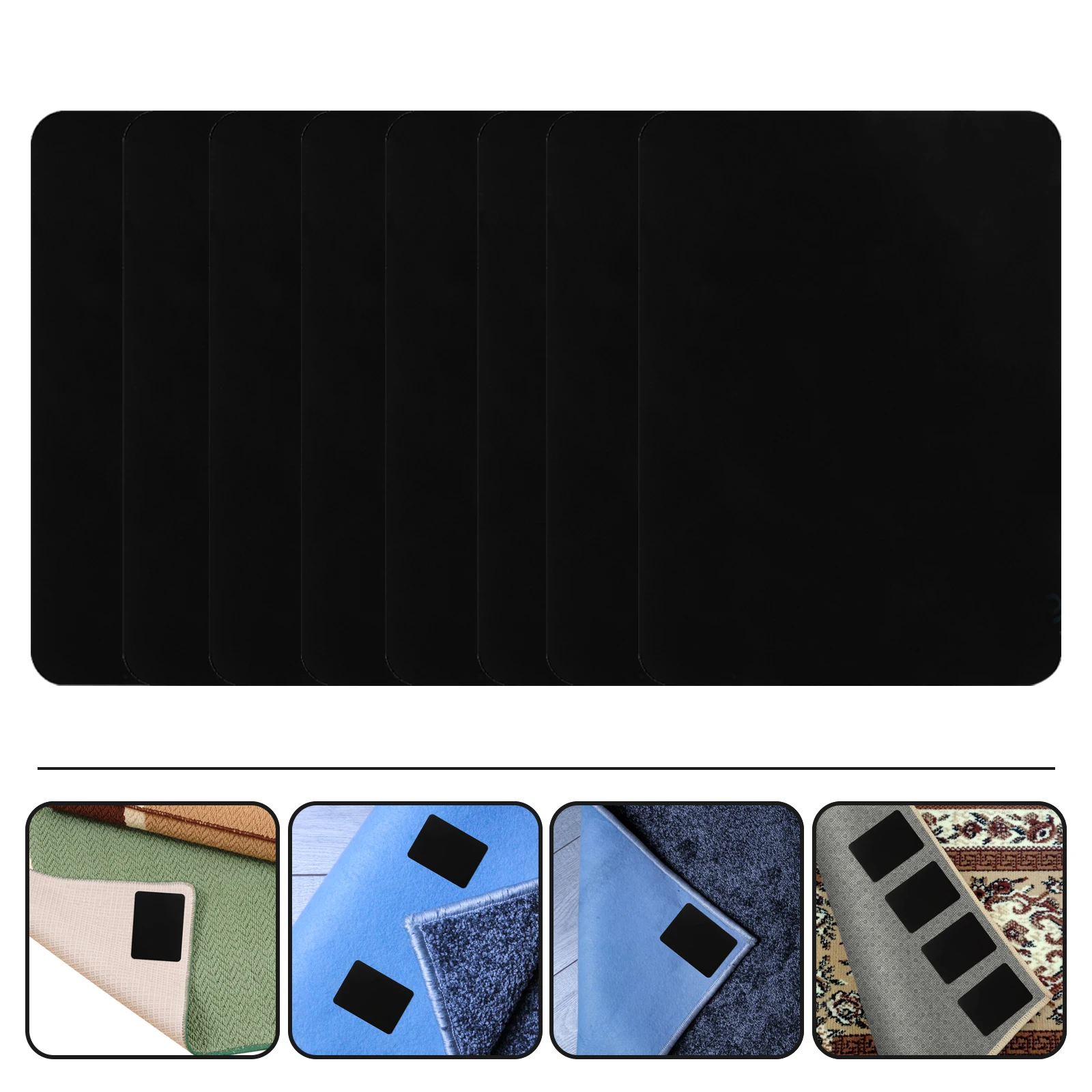 

12pcs Anti-Curling Pads Non-Slip Carpet Stickers Washable Reusable For Hardwood Tile Floors Area Rug Fixing Decals