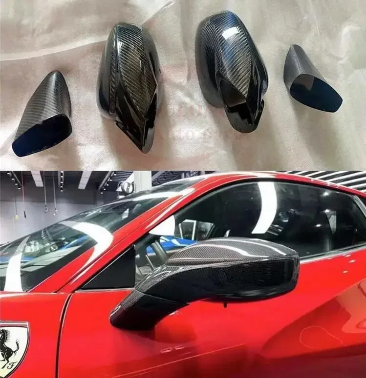 Real Dry Carbon Fiber Replacement Side Door Mirror Cover For Ferrari F8 Tributo Spider